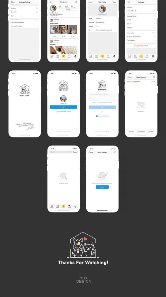 一款宠物社交应用程序，带有一套完整的IOS屏幕界面（含Sketch和Photoshop源文件）