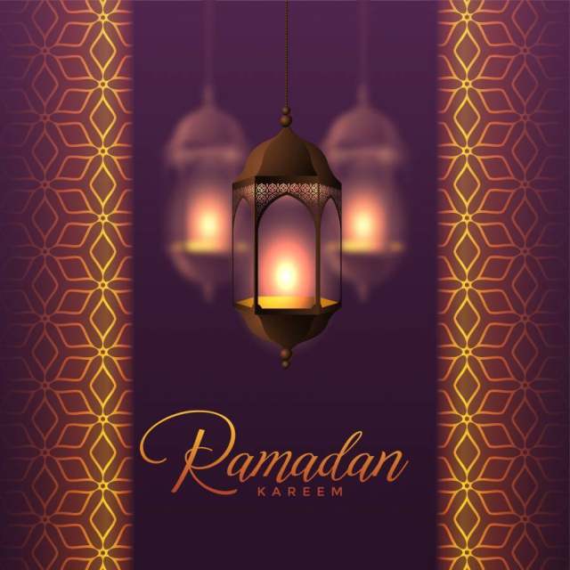 悬挂灯笼和伊斯兰图案设计的斋月贾巴尔