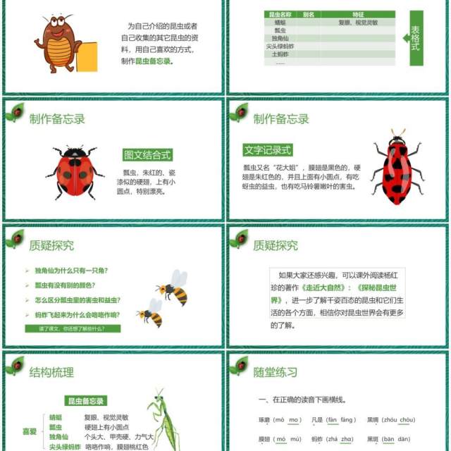 部编版三年级语文下册昆虫备忘录课件PPT模板