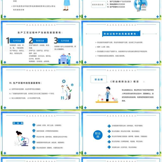 蓝色卡通职业病危害与防治PPT模板