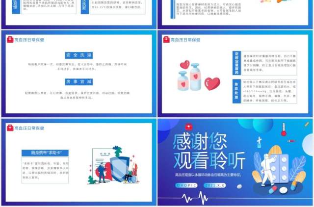 创意卡通扁平高血压宣传教育通用PPT模板 创意卡通扁平高血压宣传教育通用PPT模板