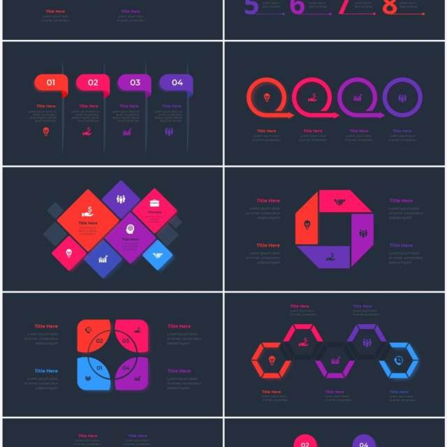 深色背景红色蓝色循环关系箭头拼图时间轴PPT信息图表素材Infographic Red Blue 深色背景红色蓝色循环关系箭头拼图时间轴PPT信息图表素材Infographic Red Blue