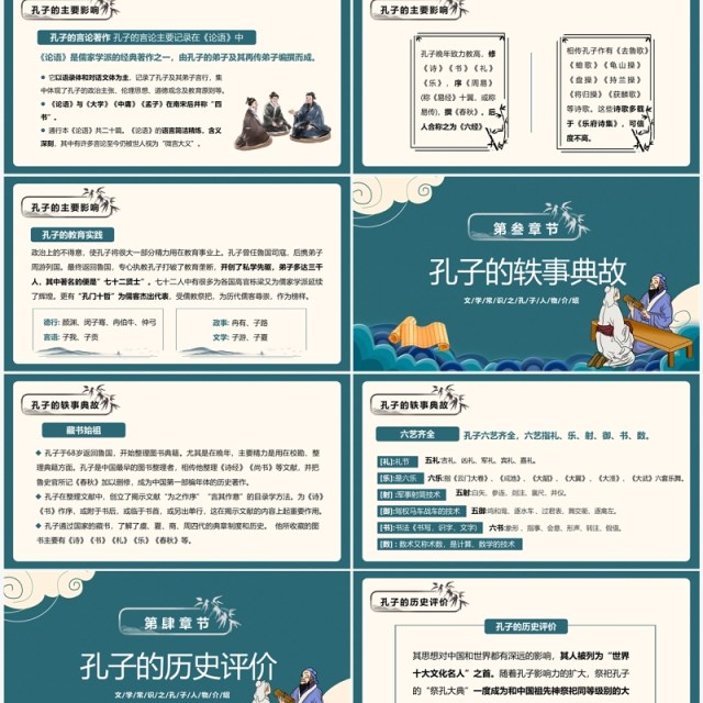 绿色中国风孔子诞辰纪念日PPT模板 绿色中国风孔子诞辰纪念日PPT模板