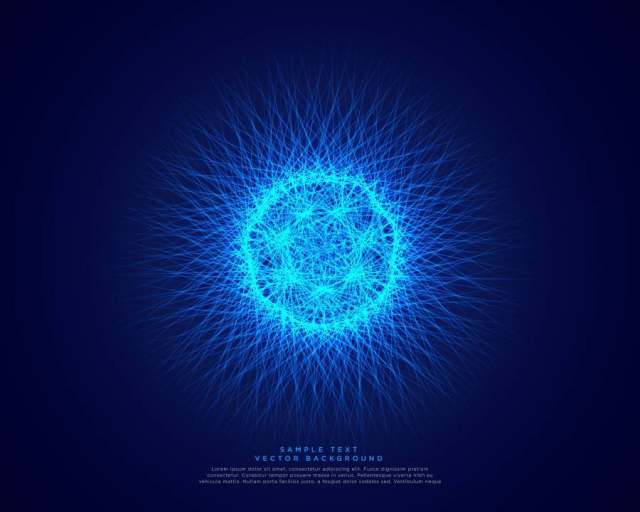 蓝色抽象科学背景与发光的原子能
