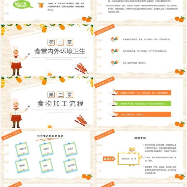 橙色卡通风幼儿园食堂食品安全培训PPT模板 橙色卡通风幼儿园食堂食品安全培训PPT模板