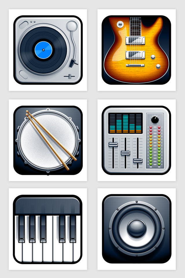音乐乐器音响制品图标矢量素材