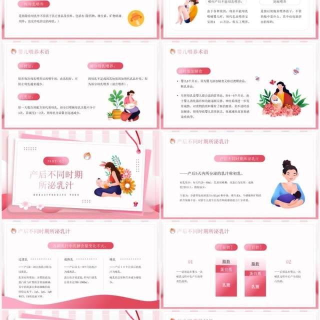 粉色卡通风母乳喂养周知识分享PPT模板 粉色卡通风母乳喂养周知识分享PPT模板