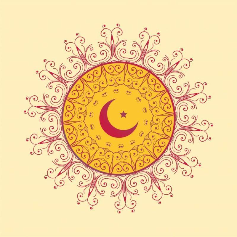 伊斯兰装饰背景与月亮和星星