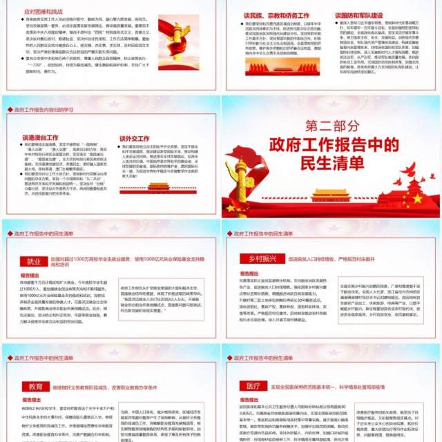 聚焦两会学习贯彻2022全国两会精神政府工作报告解读动态PPT模板 聚焦两会学习贯彻2022全国两会精神政府工作报告解读动态PPT模板