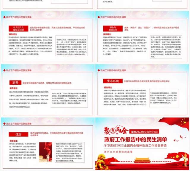 聚焦两会学习贯彻2022全国两会精神政府工作报告解读动态PPT模板 聚焦两会学习贯彻2022全国两会精神政府工作报告解读动态PPT模板