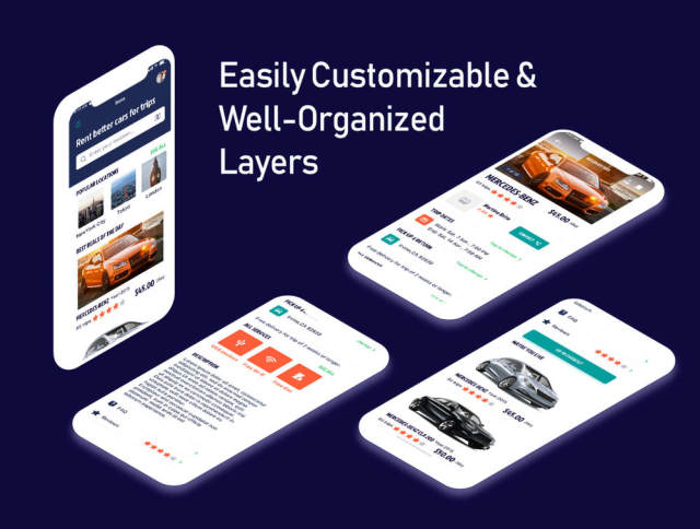 为Sketch,Rocky App UI Kit租用车载移动应用程序UI工具包 为Sketch,Rocky App UI Kit租用车载移动应用程序UI工具包