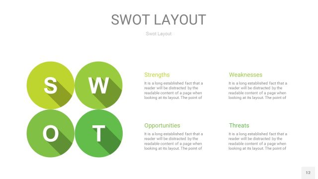 嫩绿色SWOT图表PPT12