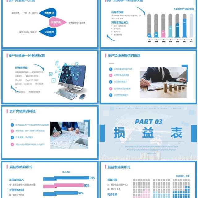 蓝粉色商务风三大报表解读PPT模板 蓝粉色商务风三大报表解读PPT模板
