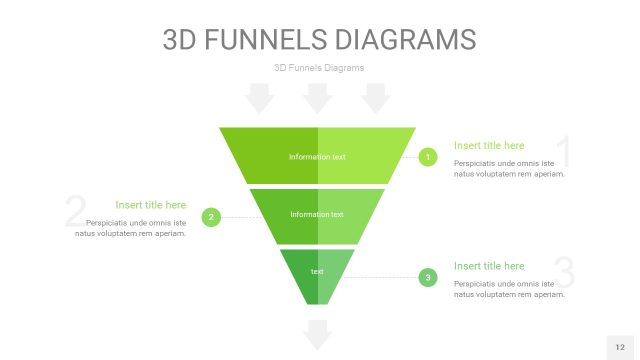 草绿色3D漏斗PPT信息图表12