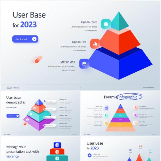 2023彩色创意金字塔PPT信息素材