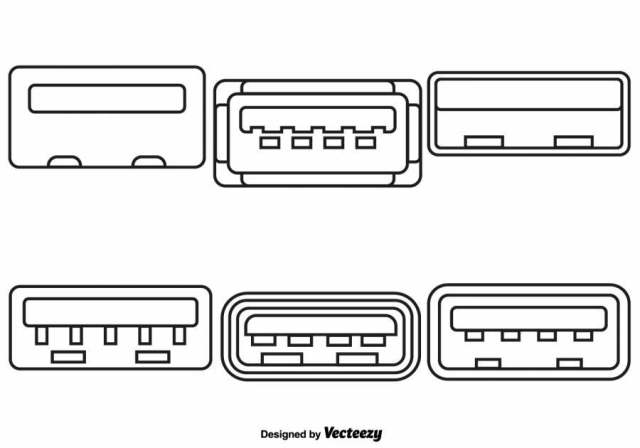 向量组的USB端口线样式图标