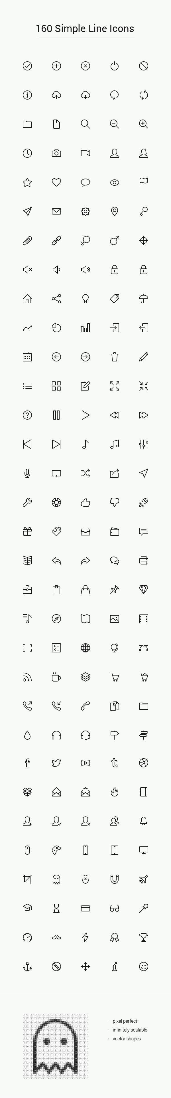 Simple Line Icons (Free PSD)