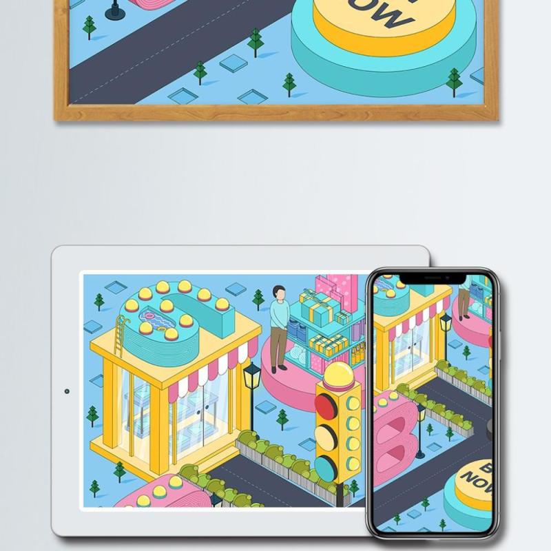 电商淘宝天猫购物促销活动2.5D立体插画AI设计海报素材35