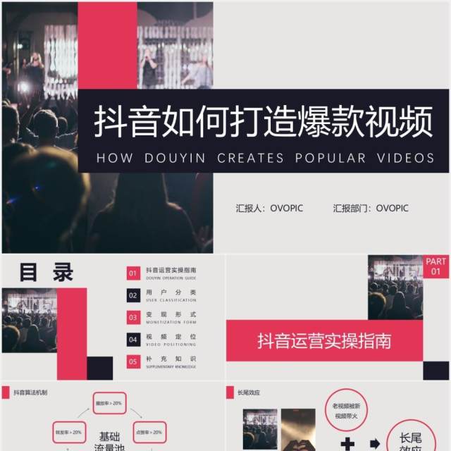 实用某音如何打造爆款视频运营策划PPT模板 实用某音如何打造爆款视频运营策划PPT模板