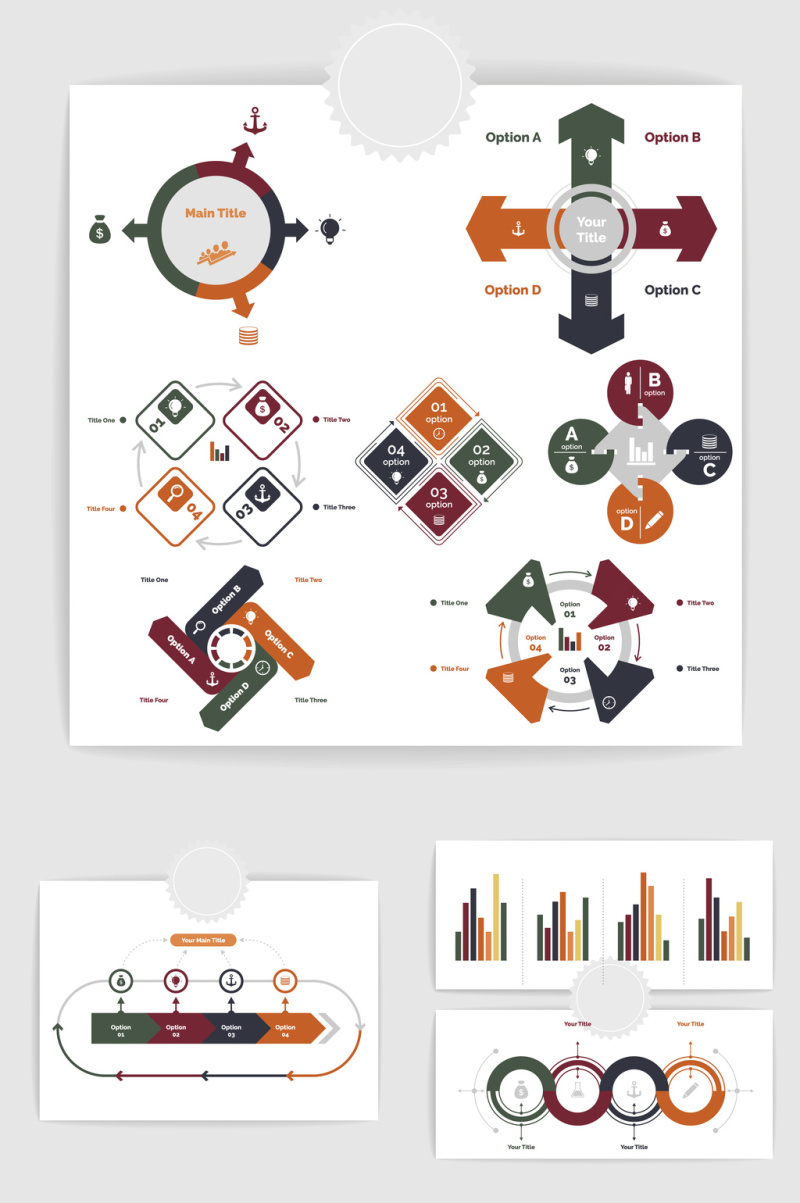 10款矢量PPT商务数据统计