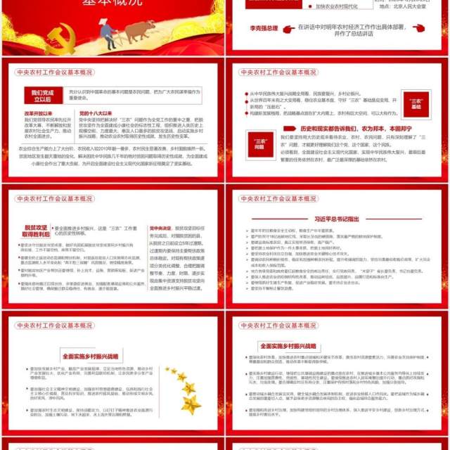 红色党政风中央农村工作会议“三农”工作重心的历史性转移党建通用PPT模板 红色党政风中央农村工作会议“三农”工作重心的历史性转移党建通用PPT模板