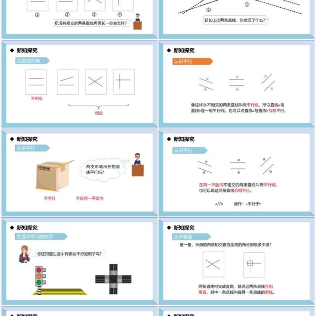 部编版四年级数学上册平行与垂直课件PPT模板