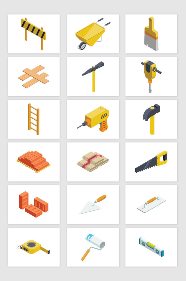 矢量立体建筑施工用品 矢量立体建筑施工用品