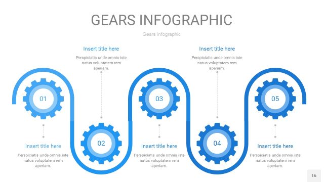 天蓝色齿轮PPT信息图16
