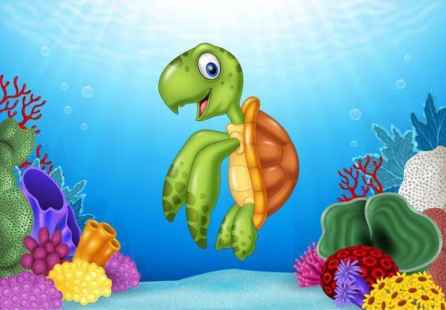 与美好的水下的世界的动画片乌龟
