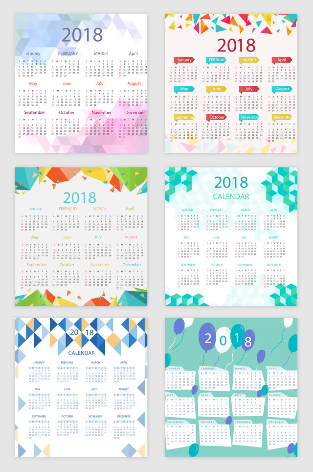 2018主题日历矢量素材 2018主题日历矢量素材