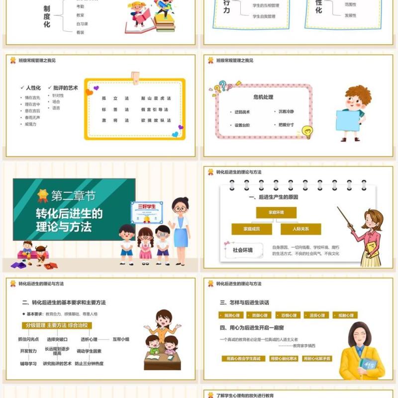 黄色卡通风班级管理与班级文化建设PPT模板