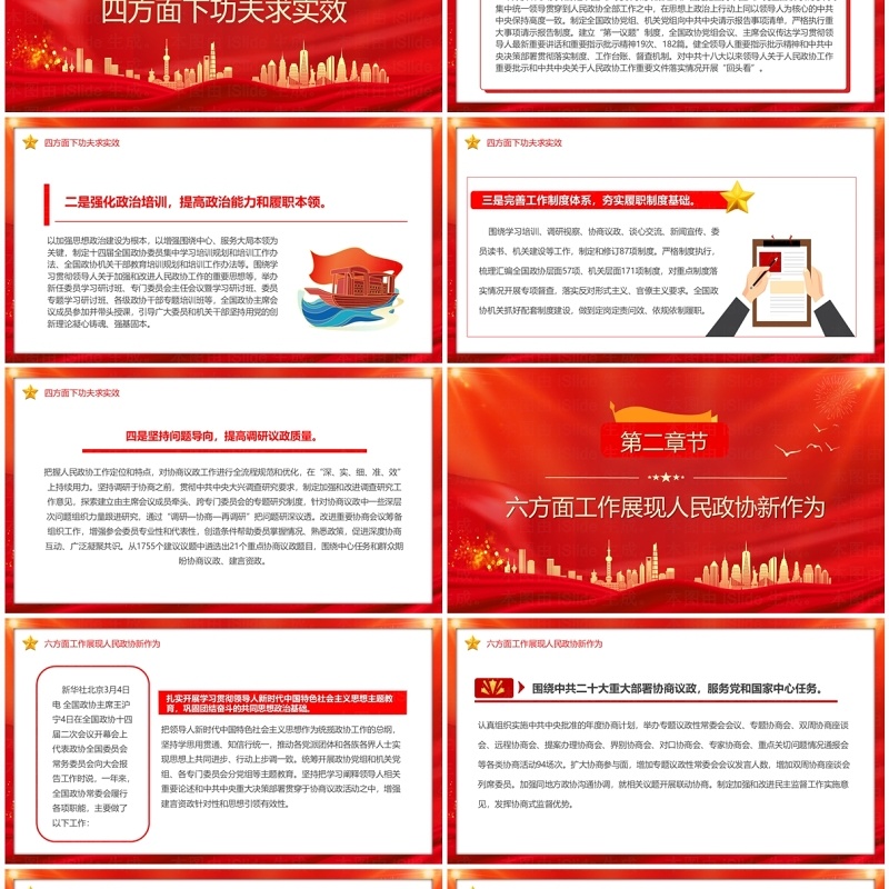 红色党政风2024政协常委会工作报告PPT模板