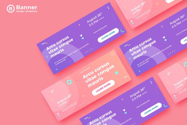 粉色紫色渐变网页banner平面广告AI矢量抽象背景素材ADL Banner Templates.11 粉色紫色渐变网页banner平面广告AI矢量抽象背景素材ADL Banner Templates.11