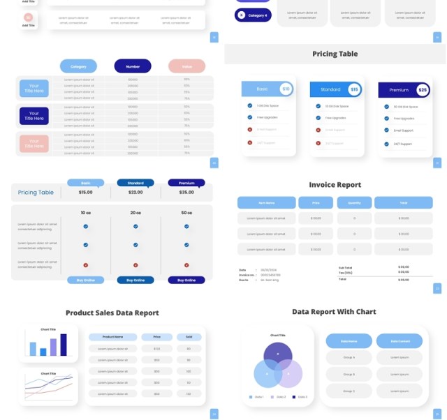 数据表格PPT信息图表素材Data Table Powerpoint