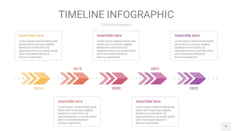 紫黄色时间轴PPT信息图9