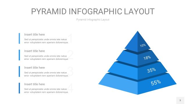 浅蓝色3D金字塔PPT信息图表3