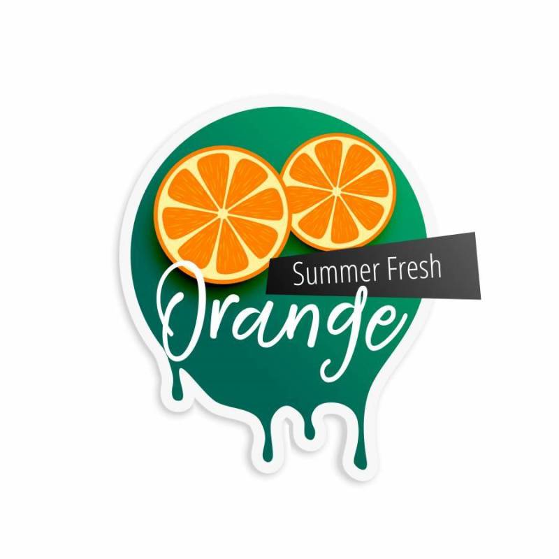 夏季的橙色水果标签