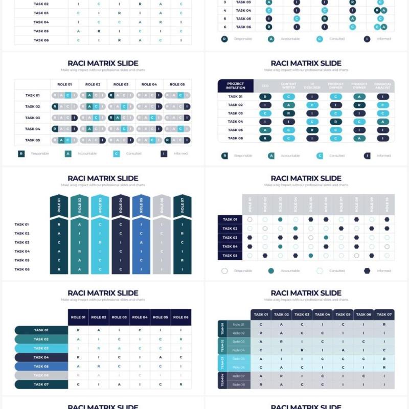 简约RACI模型责任矩阵PPT信息图表素材RACI Matrix Powerpoint Infographics
