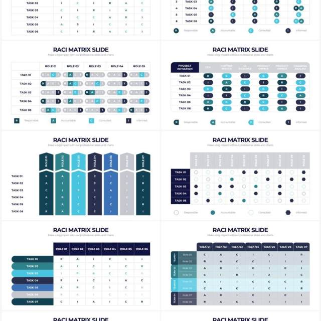 简约RACI模型责任矩阵PPT信息图表素材RACI Matrix Powerpoint Infographics