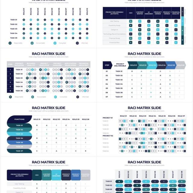 简约RACI模型责任矩阵PPT信息图表素材RACI Matrix Powerpoint Infographics