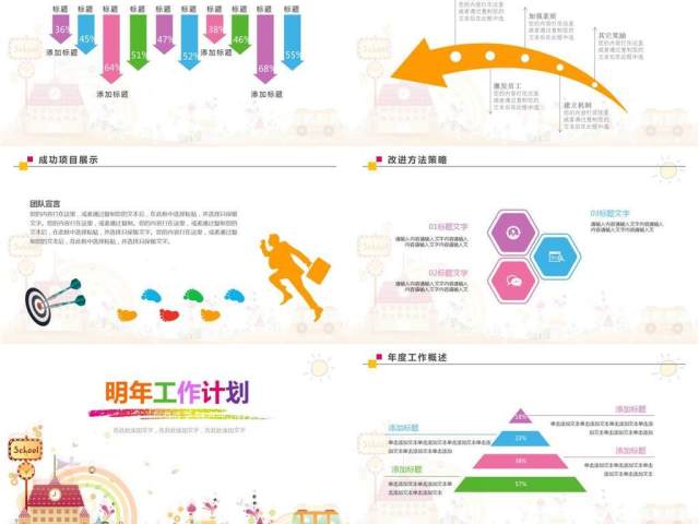 创意卡通年终汇报总结PPT模板