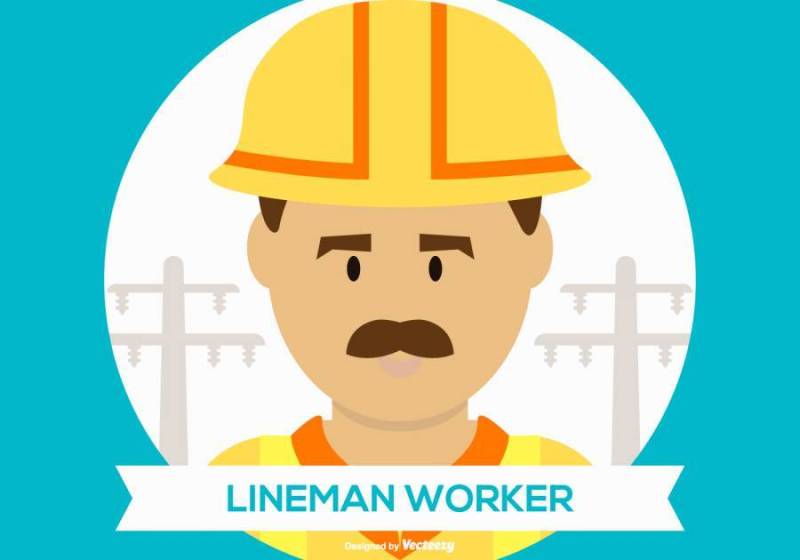 可爱的架线工工人图