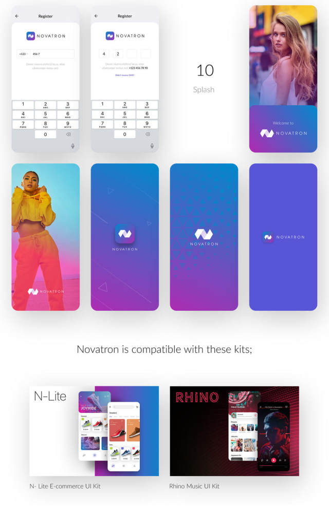 与几十个成分独特，时尚新潮和UI套件，Novatron iOS的UI套件