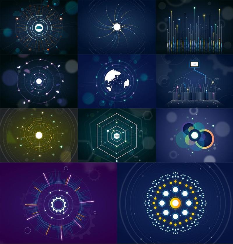 11款数据可视化办公商务信息高科技元素AI矢量概念设计矢量素材AI源文件打包下载