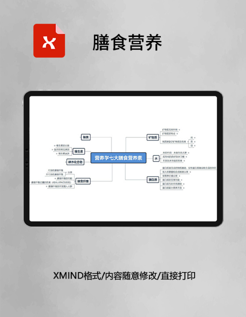 膳食营养思维导图XMind模板