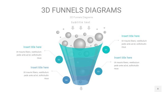 天蓝绿3D漏斗PPT信息图表8