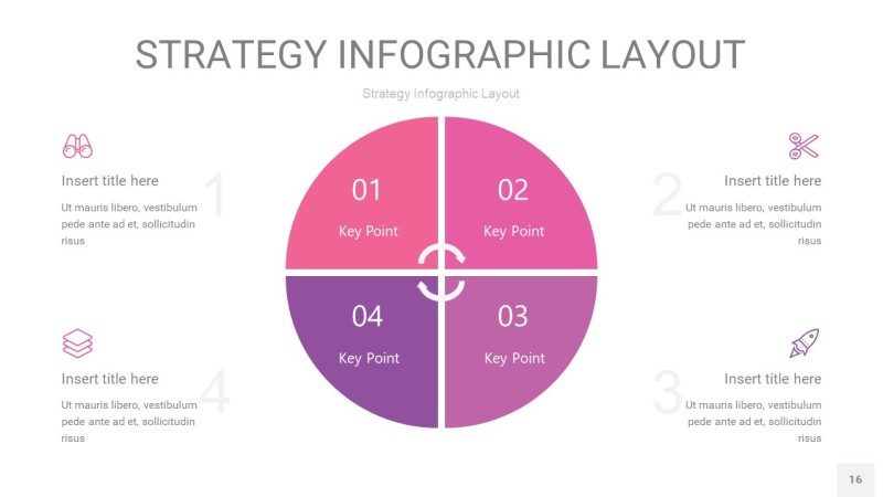 粉紫色战略计划统筹PPT信息图16