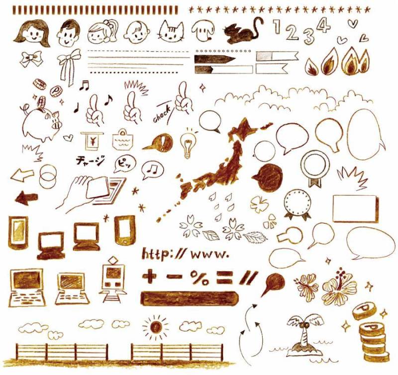 手写的少女图标说明材料集