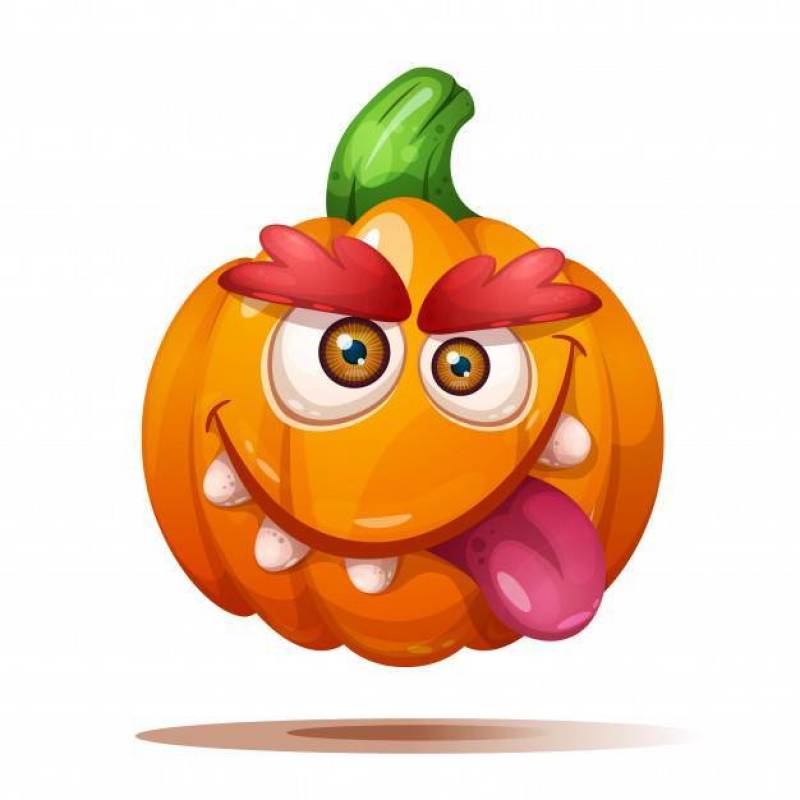 Cute funny crazy pumpkin characters.