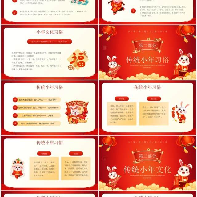 红色中国风小年传统习俗介绍PPT模板 红色中国风小年传统习俗介绍PPT模板